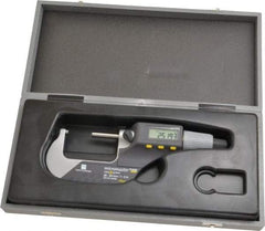 TESA Brown & Sharpe - 1 to 2 Inch Range, 0.0001 Inch Resolution, Standard Throat, IP54 Electronic Outside Micrometer - 0.0002 Inch Accuracy, Carbide Face, Includes Plastic Case - Strong Tooling