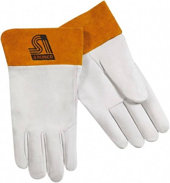 Steiner - Size M Unlined Kidskin Welding Glove - 10-1/2" OAL, Safety Cuff, For TIG - Strong Tooling