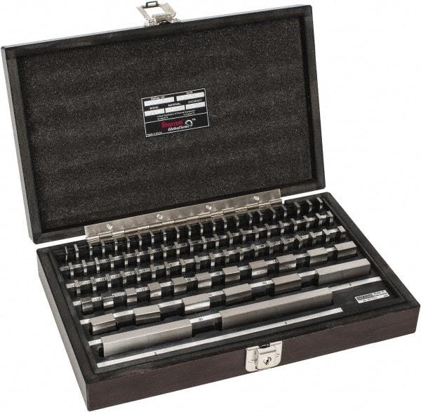 Starrett - 81 Piece, 0.05 to 4", Grade 0, Steel Gage Block Set - Rectangular - Strong Tooling