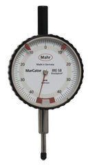 Mahr - 0.8mm Range, 0-45-0 Dial Reading, 0.01mm Graduation Dial Drop Indicator - 50mm Dial, 0.01mm Range per Revolution - Strong Tooling