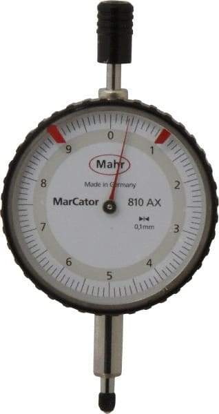 Mahr - 10mm Range, 0-10 Dial Reading, 0.1mm Graduation Dial Drop Indicator - 50mm Dial - Strong Tooling