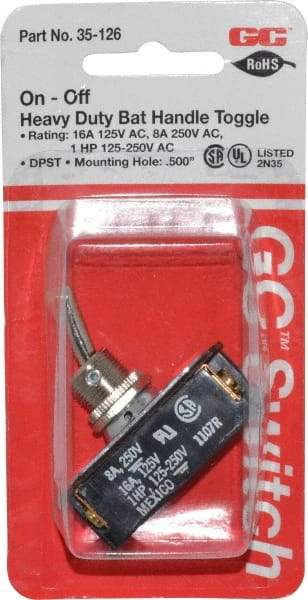 GC/Waldom - DPST Heavy Duty On-Off Toggle Switch - Screw Terminal, Bat Handle Actuator, 1 hp at 125/250 VAC hp, 125 VAC at 16 A & 250 VAC at 8 A - Strong Tooling