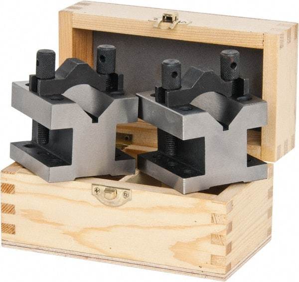 Value Collection - 1-3/16" Max Capacity, 90° Angle, Hardened Steel V-Block - 2-3/8" Long x 2-3/8" Wide x 2" High, Sold as 2 Block Set - Strong Tooling