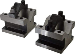 Value Collection - 2-9/16" Max Capacity, 90° Angle, Hardened Steel V-Block - 4-1/8" Long x 4-1/8" Wide x 3-1/16" High, Sold as 2 Block Set - Strong Tooling