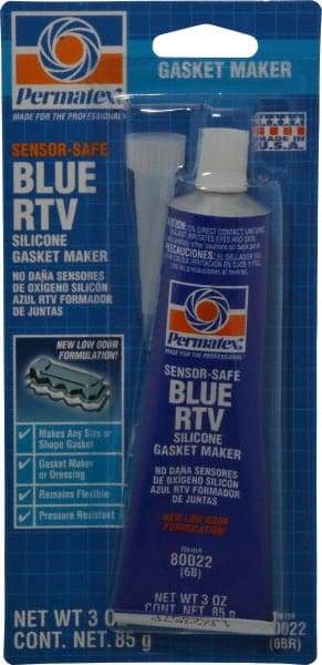 Permatex - 3 oz Tube Blue Butyl Rubber Gasket Sealant - -65 to 400°F Operating Temp, 24 hr Full Cure Time - Strong Tooling