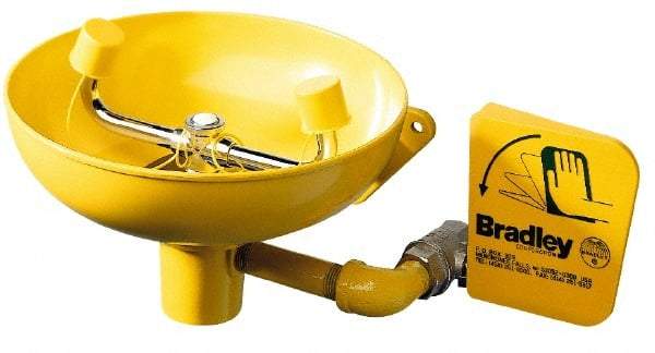 Bradley - Wall Mount, Stainless Steel Bowl, Eye & Face Wash Station - 1/2" Inlet, 30 to 90 psi Flow, 3 GPM Flow Rate - Strong Tooling