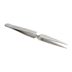 Value Collection - 4-3/4" OAL Stainless Steel Assembly Tweezers - Short Style with Sharp Point - Strong Tooling