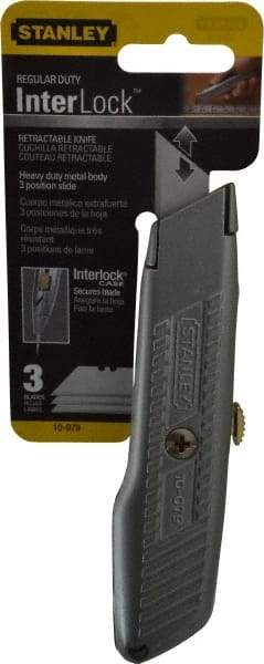 Stanley - Retractable Utility Knife - Enamel (Color) Zinc Handle, 3 Blades Included - Strong Tooling