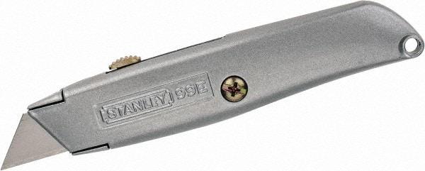 Stanley - Retractable Utility Knife - 2-7/16" Blade, Die Cast Aluminum (Color) Aluminum Handle, 3 Blades Included - Strong Tooling