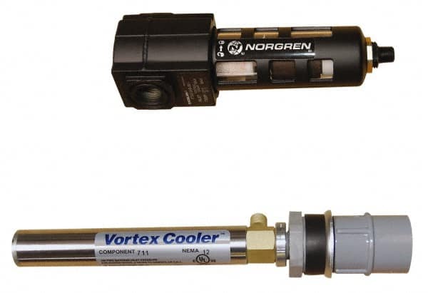 Vortec - 400 BTU per Hour, Vortex Enclosure Cooler without Thermostat - 1/8 NPT Thread, 8 Cubic Ft. per min - Strong Tooling