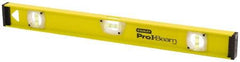 Stanley - 48" Long 3 Vial I-Beam Level - Aluminum, Yellow, 1 Level & 2 Plumb Vials - Strong Tooling