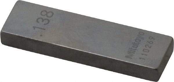 Mitutoyo - 0.138" Rectangular Steel Gage Block - Accuracy Grade AS-1, Includes Certificate of Inspection - Strong Tooling