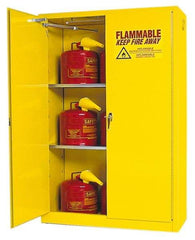 Eagle - 2 Door, 2 Shelf, Yellow Steel Standard Safety Cabinet for Flammable and Combustible Liquids - 65" High x 43" Wide x 18" Deep, Self Closing Door, 3 Point Key Lock, 45 Gal Capacity - Strong Tooling