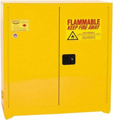 Eagle - 2 Door, 3 Shelf, Yellow Steel Standard Safety Cabinet for Flammable and Combustible Liquids - 44" High x 43" Wide x 18" Deep, Manual Closing Door, 3 Point Key Lock, 40 Gal Capacity - Strong Tooling