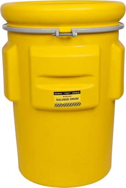 Eagle - 95 Gallon Capacity, Metal Band with Bolt Closure, Yellow Salvage Drum - 55 Gallon Container, Polyethylene, 748 Lb. Capacity, UN 1H2/X340/S Listing - Strong Tooling