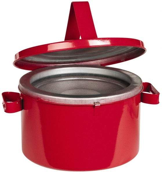 Eagle - 8 Quart Capacity, Coated Steel, Red Bench Can - 7 Inch High x 11-1/4 Inch Diameter, 2-1/2 Inch Dasher Diameter, Includes Lid - Strong Tooling