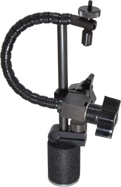 Flexbar - 25 Lb Magnetic Force, Fine Adjustment Indicator Positioner & Holder with Base - Post & Flexible Arm, Round Base, 1-1/8" Base Diam, 1-3/8" Base Height - Strong Tooling