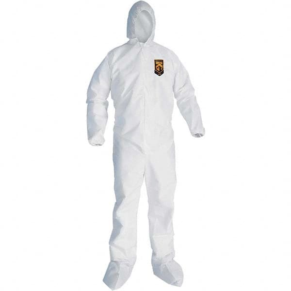 KleenGuard - Size 2XL SMS General Purpose Coveralls - White, Zipper Closure, Elastic Cuffs, with Boots, Serged Seams - Strong Tooling