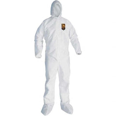 KleenGuard - Size 2XL SMS General Purpose Coveralls - White, Zipper Closure, Elastic Cuffs, with Boots, Serged Seams - Strong Tooling