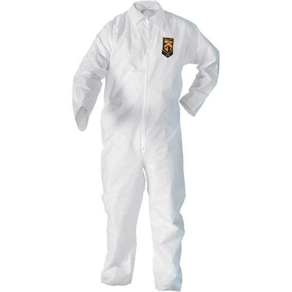 KleenGuard - Size M SMS General Purpose Coveralls - White, Zipper Closure, Open Cuffs, Open Ankles, Serged Seams - Strong Tooling