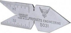 PEC Tools - 60° Angle, Satin Chrome Coated Steel Center Gage - 1/32 to 1/14 Inch Graduation - Strong Tooling