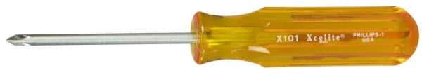 Xcelite - #1, 6-5/8" OAL, Standard Phillips Screwdriver - 3" Blade Length, Round Shank, Acetate Handle - Strong Tooling