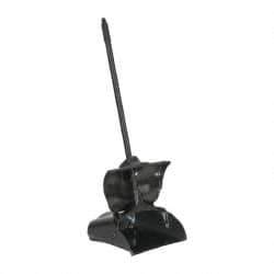 Rubbermaid - 11-1/4" Wide x 5" High Upright Dustpan - Plastic Body, 12-51/64" Handle, Black, with Wheels - Strong Tooling