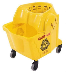 Rubbermaid - 35 Qt Plastic Bucket & Wringer - 18-5/8" Long x 24-3/4" High x 15-7/8" Wide, Yellow - Strong Tooling