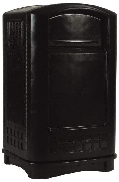 Rubbermaid - 50 Gal Black Rectangle Trash Can - Polyethylene, 42-1/8" High x 24-3/4" Long x 25-1/4" Wide - Strong Tooling