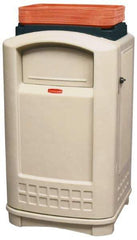 Rubbermaid - 50 Gal Beige Rectangle Trash Can - Polyethylene, 43" High x 24-3/4" Long x 25-1/4" Wide - Strong Tooling