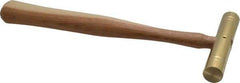 Made in USA - 1/2 Lb Head 3/4" Face Brass Head Striking Tool Hammer - 10-1/2" OAL, Wood Handle - Strong Tooling