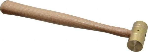 Made in USA - 1/2 Lb Head 1" Face Brass Head Striking Tool Hammer - 10-1/2" OAL, Wood Handle - Strong Tooling