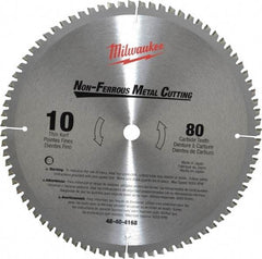 Milwaukee Tool - 10" Diam, 5/8" Arbor Hole Diam, 80 Tooth Wet & Dry Cut Saw Blade - Carbide-Tipped, General Purpose & Straight Action, Standard Round Arbor - Strong Tooling