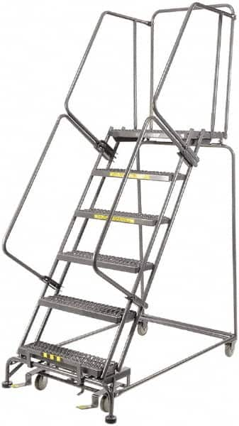 Ballymore - 93" 6 Step Ladder - 450 Lb Capacity, 60" Platform Height, 24" Base Width x 56" Depth, Expanded Metal Tread - Strong Tooling