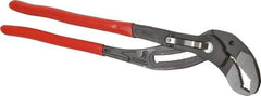 Knipex - 16" OAL, 3-1/2" Max Capacity, 27 Position Water Pump Tongue & Groove Pliers - Standard V-Jaws, Standard Head, Plastic Coated Handles - Strong Tooling