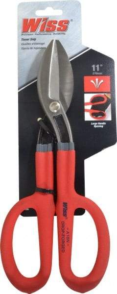 Wiss - 2-1/2" Length of Cut, Straight Pattern Tinner's Snip - 11" OAL, Cushion Grip Handle, 21 AWG Steel Capacity - Strong Tooling