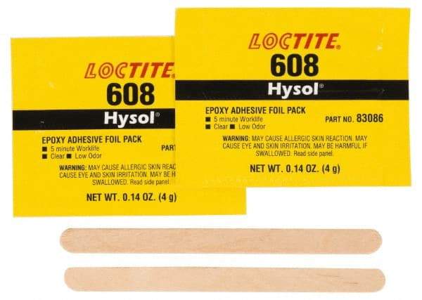 Loctite - 0.14 oz Pouch Two Part Epoxy - 5 min Working Time, 1,500 psi Shear Strength, Series 608 - Strong Tooling