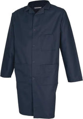 PRO-SAFE - Size L Navy Blue Lab Coat - Polyester and Cotton, Snap Front, Open Wrists, (2 Pass Through Pockets and Front Chest and Hip Pocket) - Strong Tooling