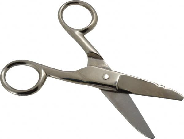 Wiss - 1-7/8" LOC, 5-1/4" OAL Nickel Plated Standard Scissors - Serrated, Plastic Handle, For Electrical - Strong Tooling