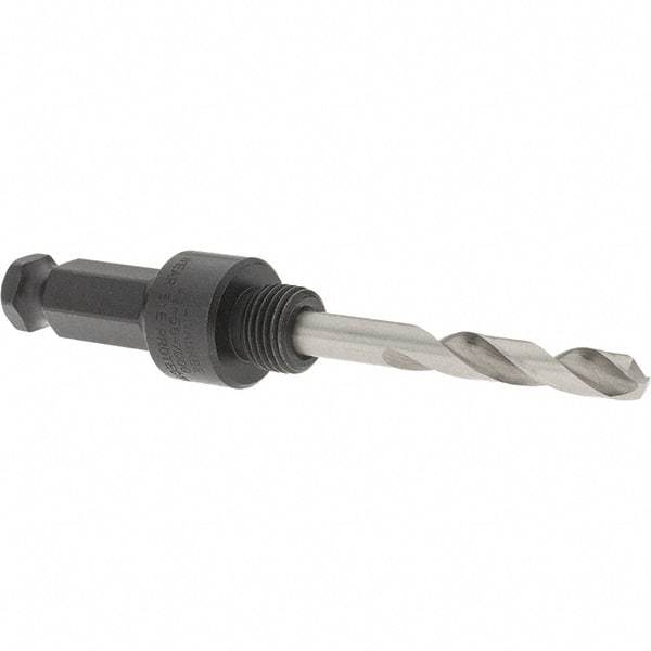 Milwaukee Tool - 5/8 to 1-3/16" Tool Diam Compatibility, Straight Shank, Steel Integral Pilot Drill, Hole Cutting Tool Arbor - 1/2" Min Chuck, Hex Shank Cross Section, Threaded Shank Attachment, For Hole Saws - Strong Tooling