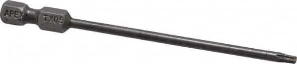 Apex - T9 Torx Bit - 1/4" Hex Drive, 3-1/2" OAL - Strong Tooling