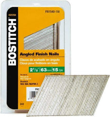 Stanley Bostitch - 15 Gauge 0.07" Shank Diam 2-1/2" Long Finishing Nails for Power Nailers - Steel, Bright Finish, Smooth Shank, Angled Stick Adhesive Collation, Round Head, Chisel Point - Strong Tooling