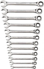 GearWrench - 12 Piece, 8mm to 19mm, 12 Point Ratcheting Combination Wrench Set - Metric Measurement Standard, Chrome Finish - Strong Tooling