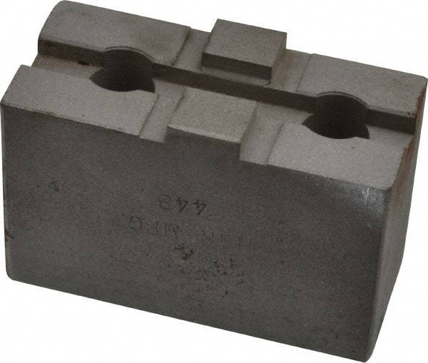 H & R Manufacturing - 6" Chuck Capacity, Tongue & Groove Attachment, Square Soft Lathe Chuck Jaw - Steel, 1-1/2" Btw Mount Hole Ctrs, 2-5/8" Long x 1-1/4" Wide x 1-5/8" High, 5/16" Groove - Strong Tooling