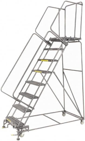 Ballymore - 113" 8 Step Ladder - 450 Lb Capacity, 80" Platform Height, 24" Base Width x 68" Depth, Heavy-Duty Serrated Grating - Strong Tooling