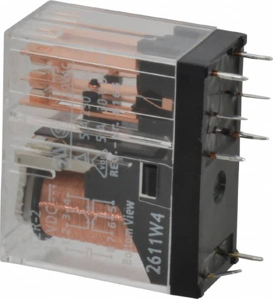 Omron - Rectangle Electromechanical PCB General Purpose Relay - 3 Amp at 250 VAC & 30 VDC, DPDT, 24 VDC, 29mm Wide x 25.5mm High x 13mm Deep - Strong Tooling