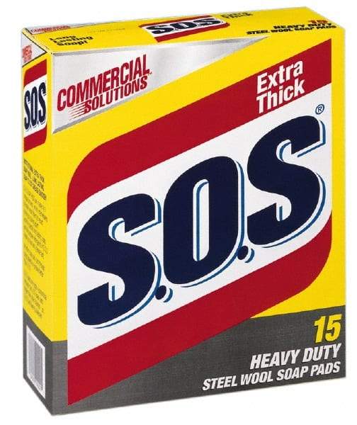 SOS - Steel Wool Scouring Soap Pad - Heavy-Duty, Blue/Gray - Strong Tooling