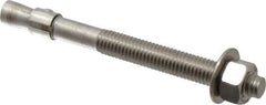 Red Head - 1/2" Diam, 1/2" Drill, 5-1/2" OAL, Wedge Expansion Concrete Anchor - 316 Stainless Steel, Hex Nut Head, Hex Drive, 3" Thread Length - Strong Tooling