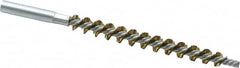 Schaefer Brush - 4" Brush Length, 7/16" Diam, Double Stem, Single Spiral Tube Brush - 6-1/4" Long, Brass, 12-24 Female Connection - Strong Tooling