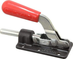 De-Sta-Co - 800 Lb Load Capacity, Flanged Base, Carbon Steel, Standard Straight Line Action Clamp - 6 Mounting Holes, 0.28" Mounting Hole Diam, 0.51" Plunger Diam, Straight Handle - Strong Tooling